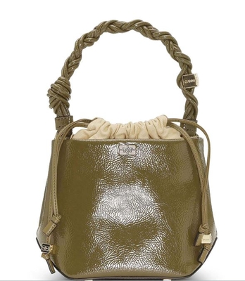 Bolso Ganni asa trenzada verde